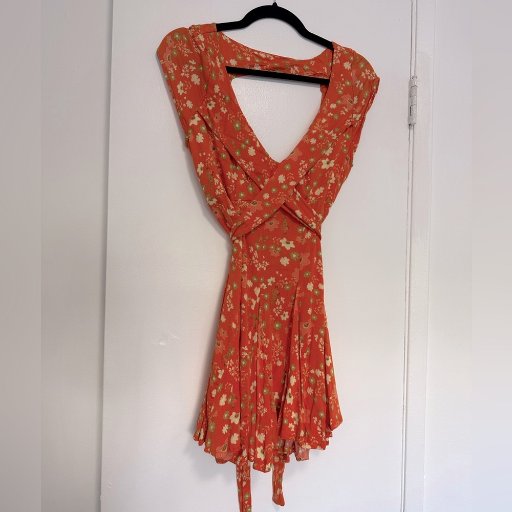Free people Small Floral Orange Dress